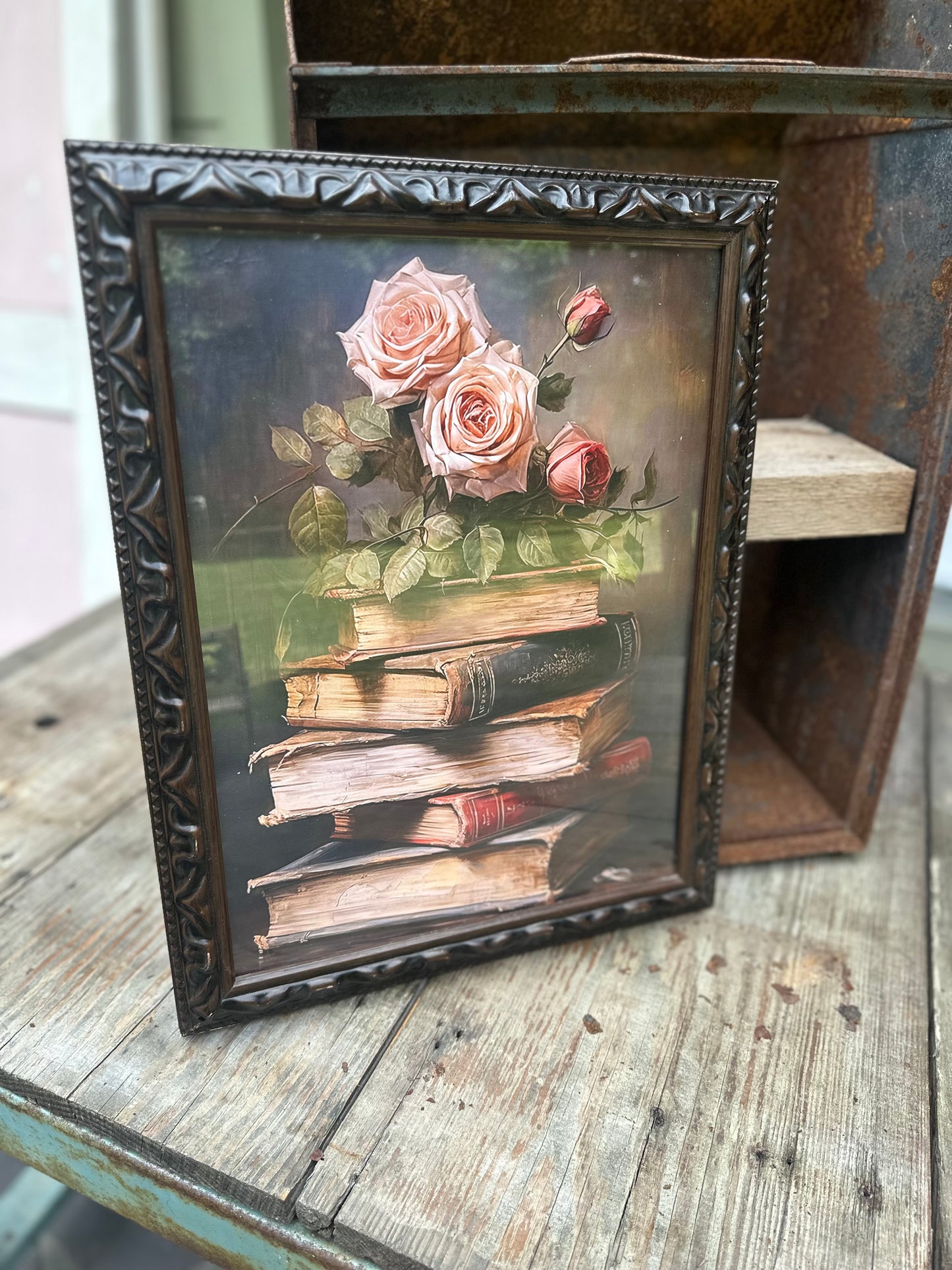 Framed Floral Vintage Book Print