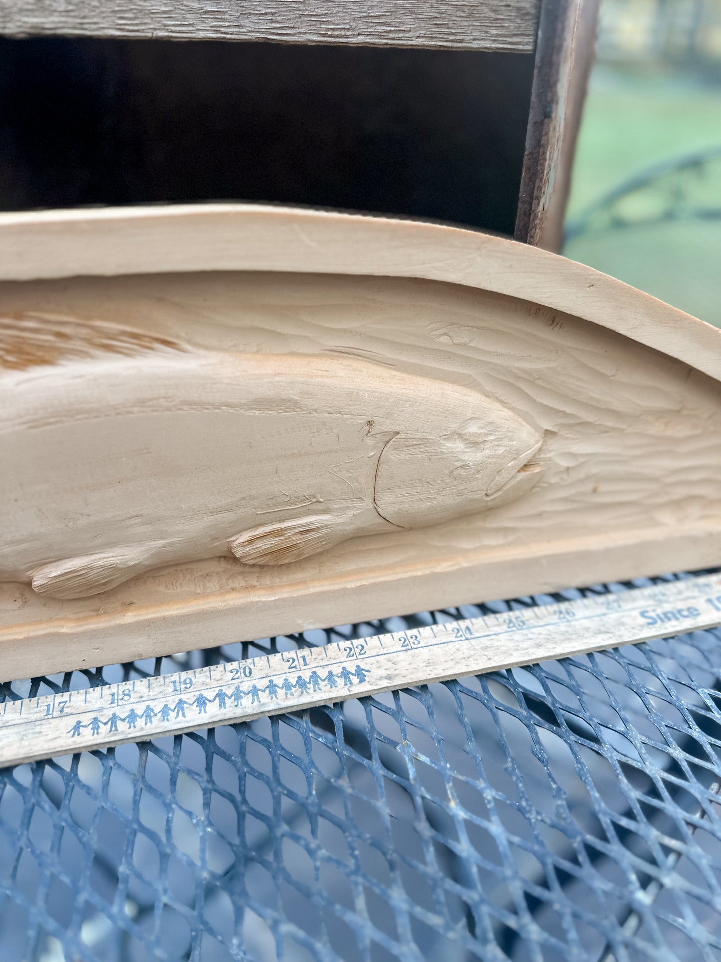 Large Handcrafted Wooden Fish Carving