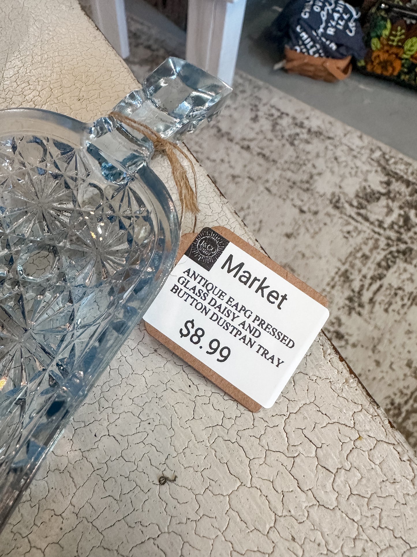 RARE Find! ANTIQUE EAPG PRESSED GLASS DAISY AND BUTTON Blue DUSTPAN TRAYS (priced individually)