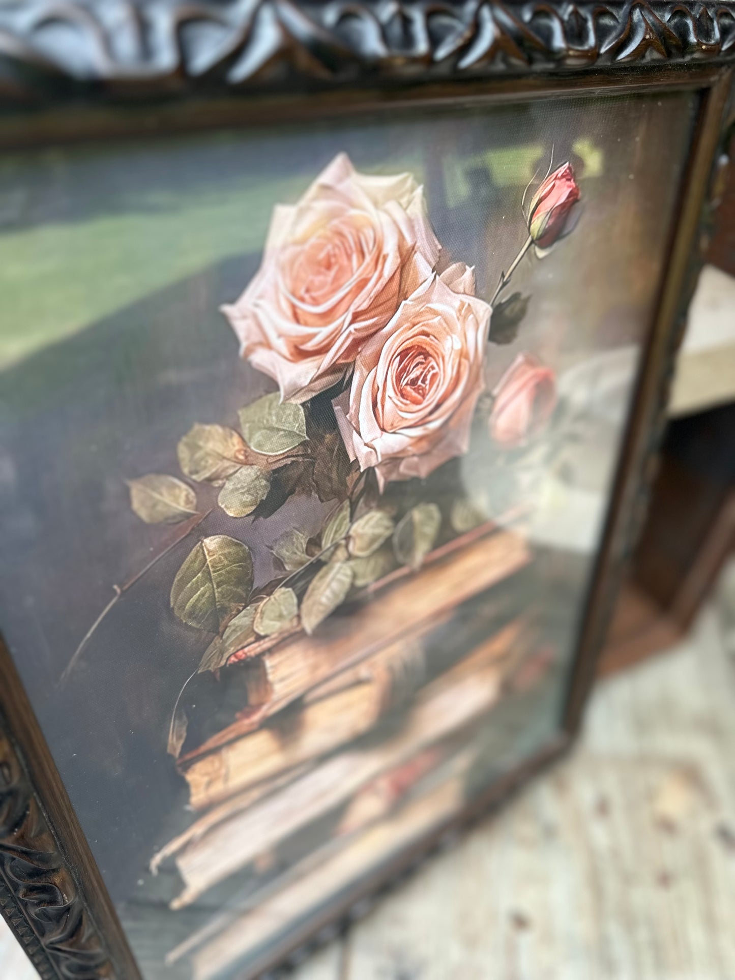 Framed Floral Vintage Book Print