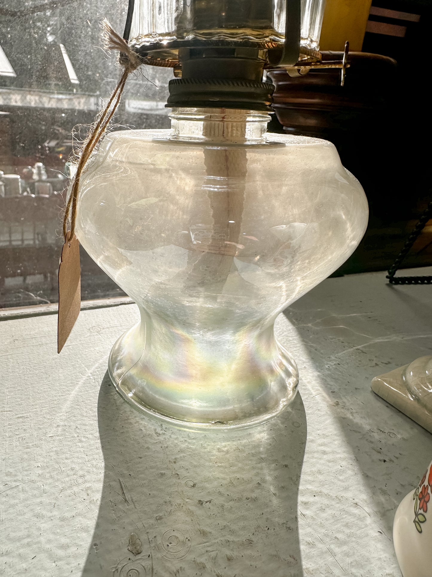 Vintage New/Old Stock stunning iridescent Oil Lamp