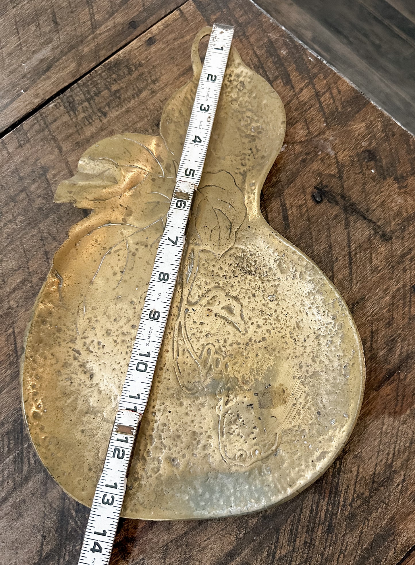 RARE Vintage Brass Pear Platter heavy w/some patina. Fabulous!