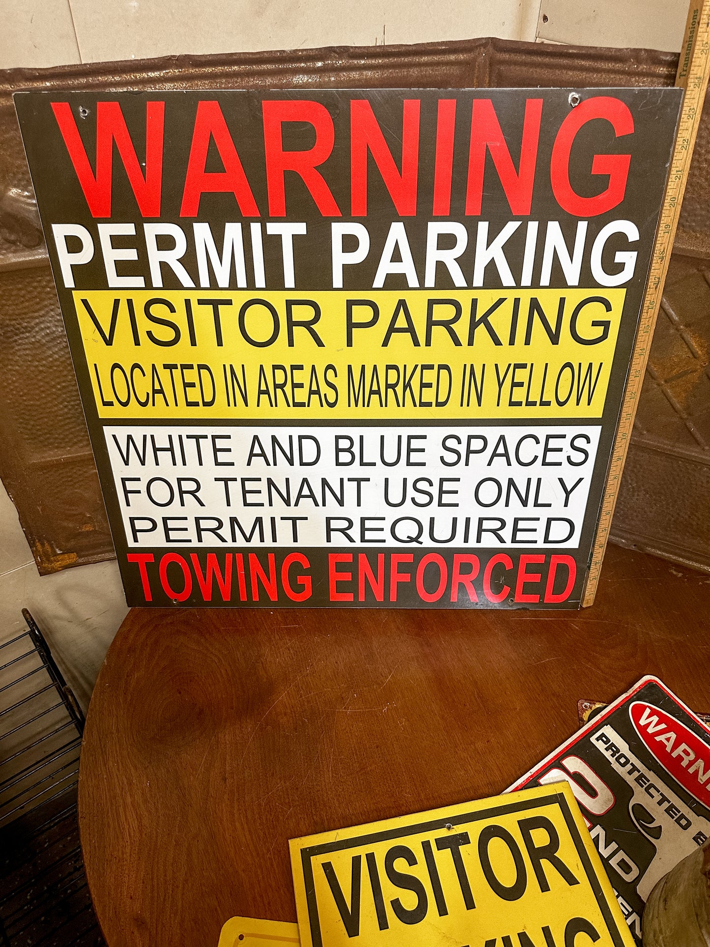 Large Vintage Heavy Metal Parking Sign. Perfect for a man cave!