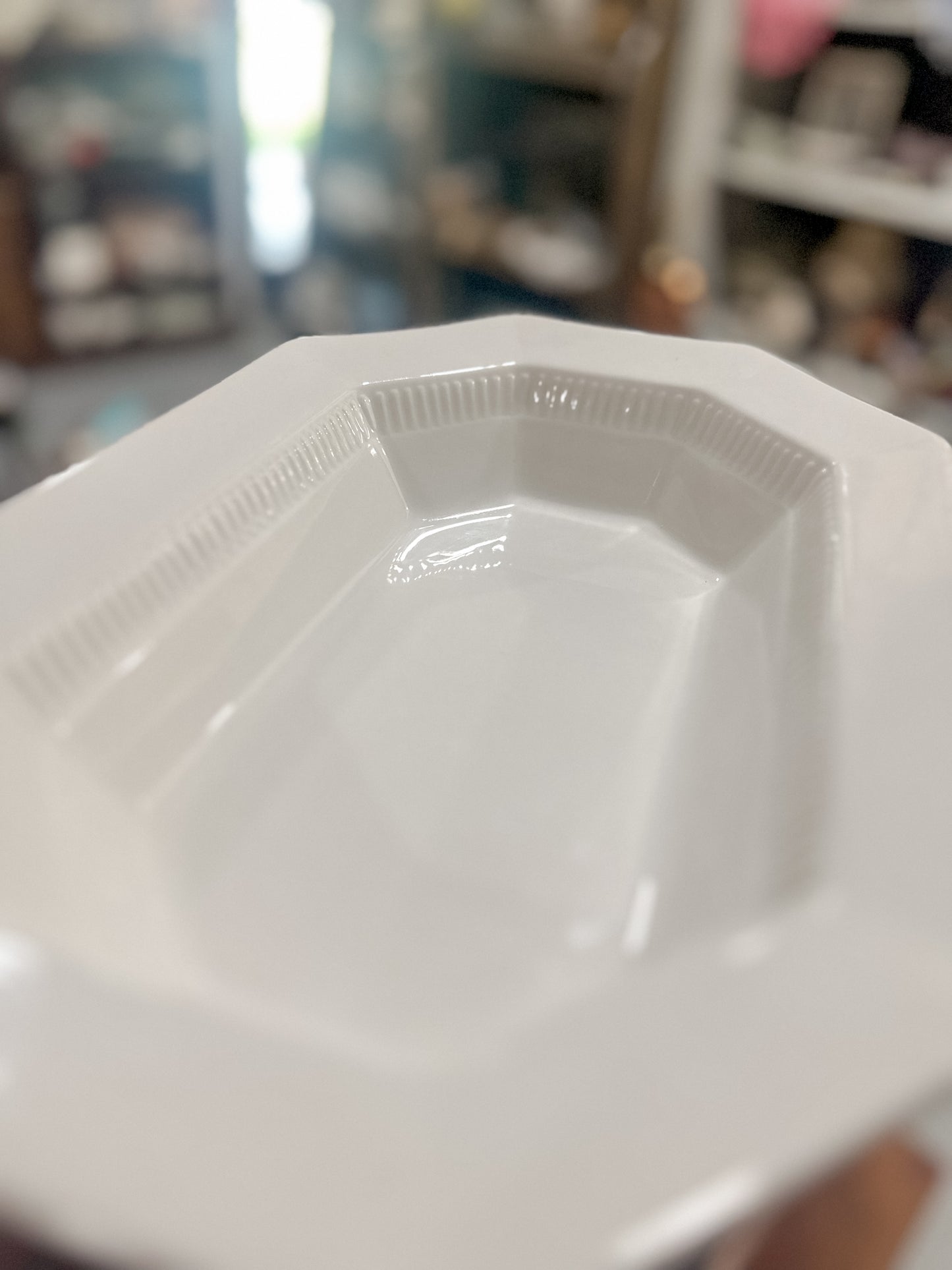 Vintage Creamy White Independence Ironstone Rectangle Vegetable Dish/Japan/Serving Dish