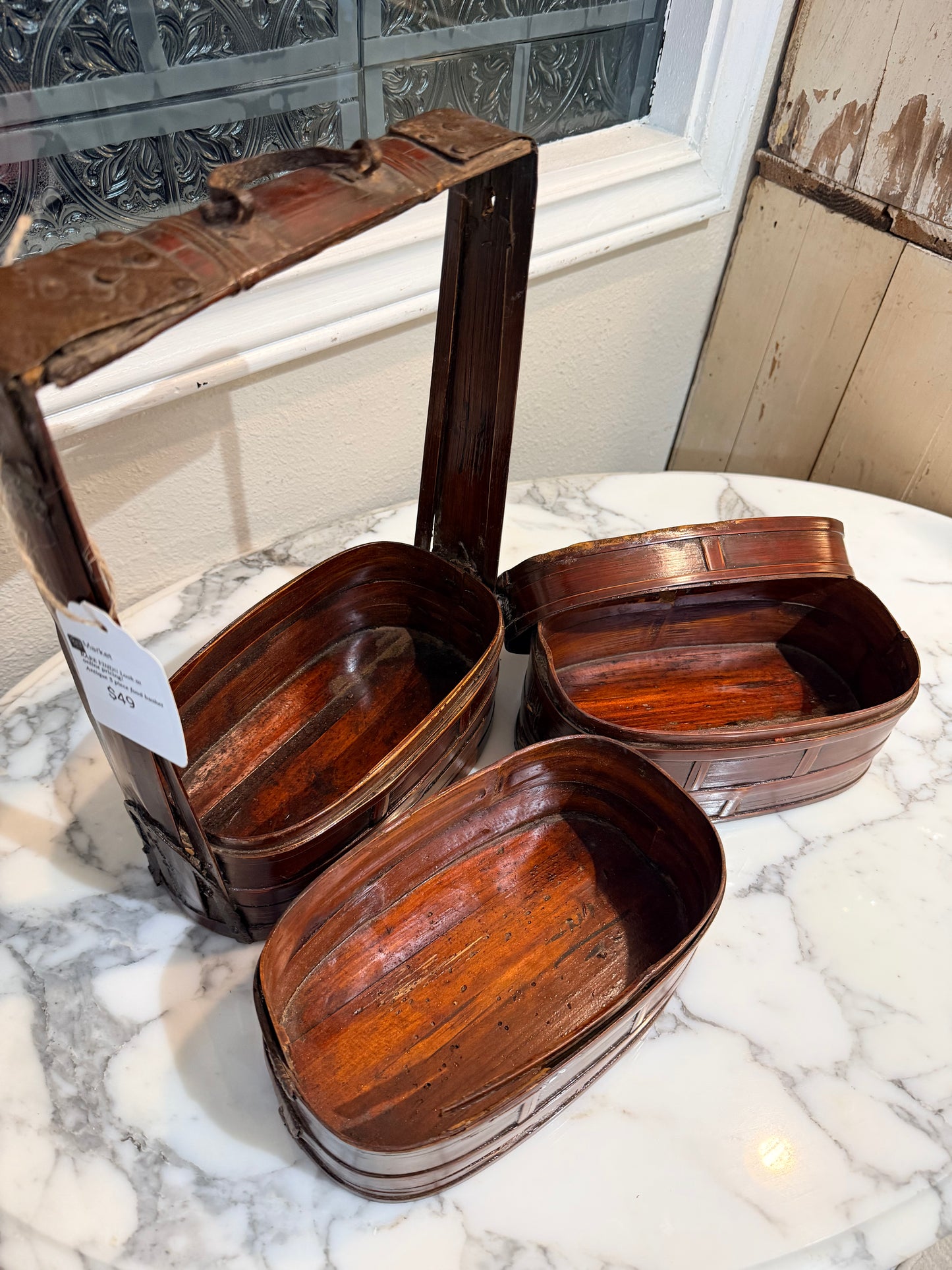 Antique 3 piece Food Basket, RARE find!