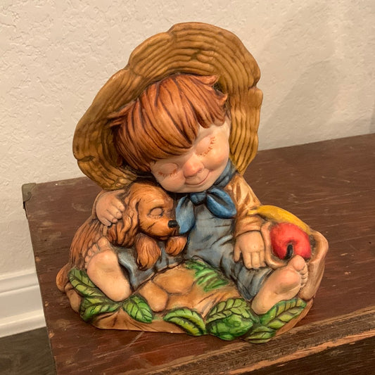 1970’s Ceramic Statue of Boy and Dog