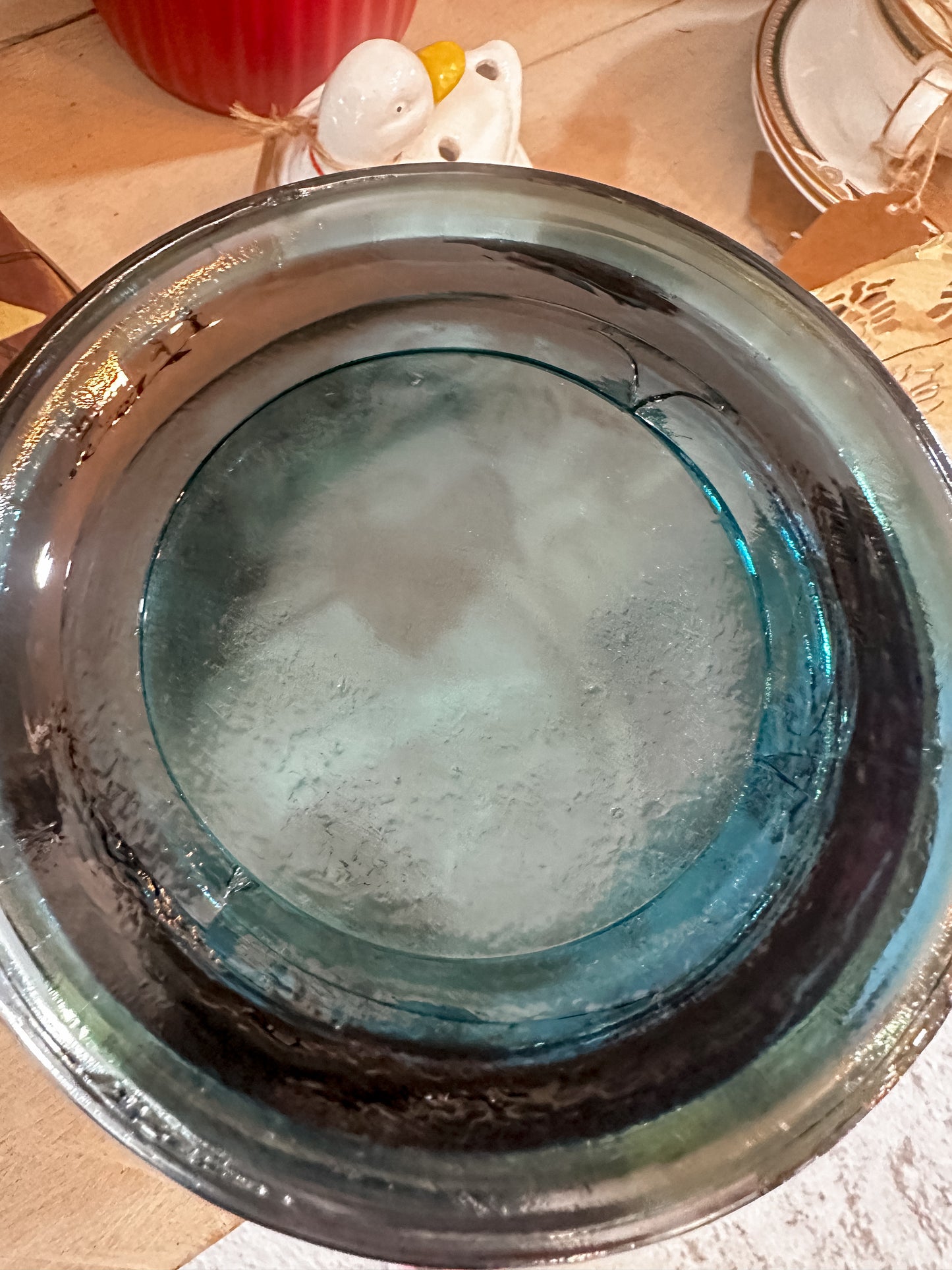 Vintage Indiana Iridescent Peacock Carnival Glass Blue Harvest Grape Lidded Canister or Cookie Jar