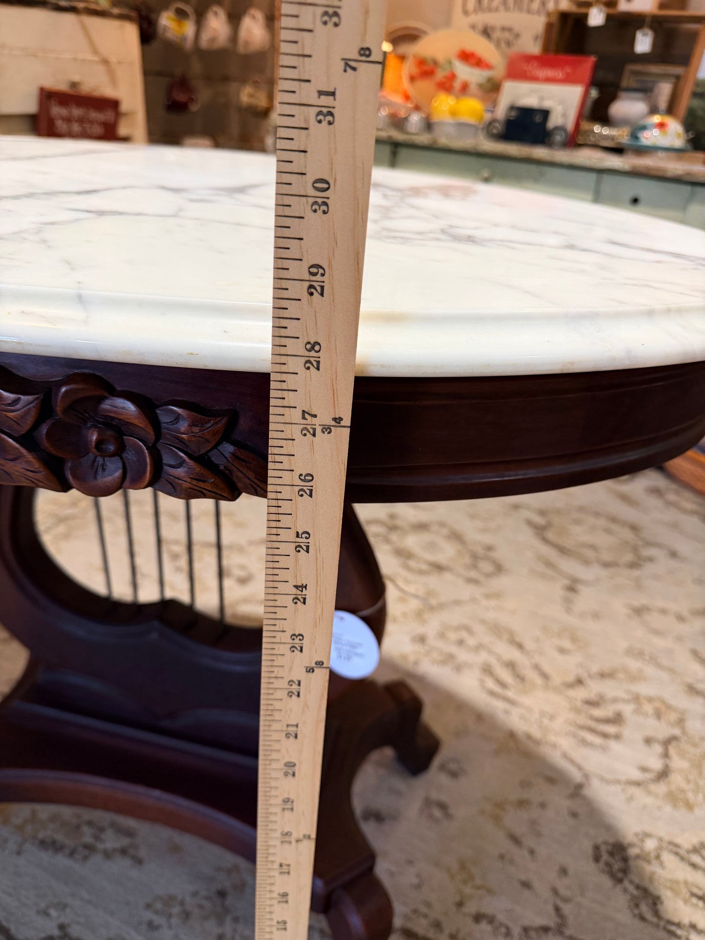 Victorian Revival Marble Top Vintage Table