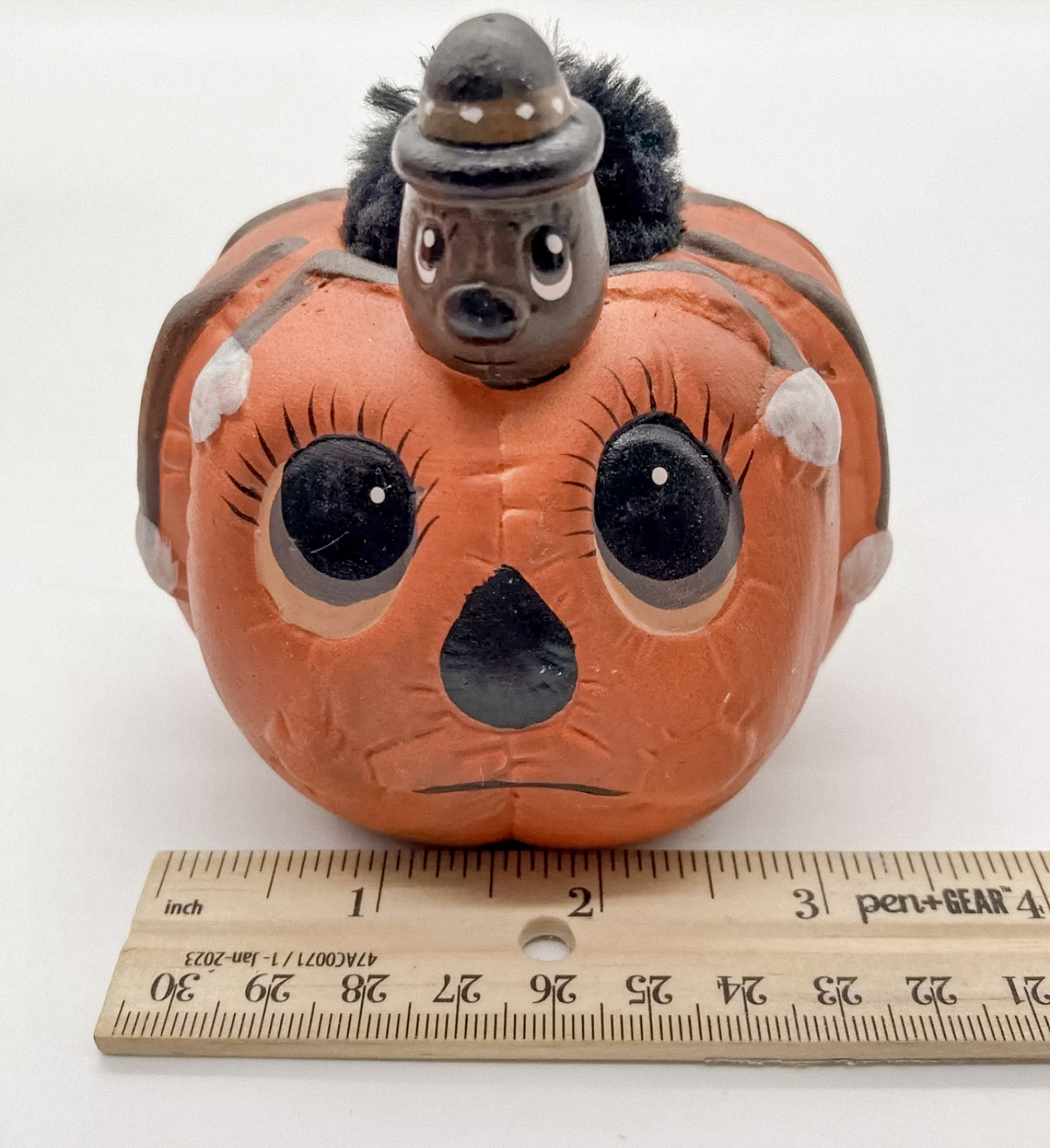 Vintage Scary Spider Pumpkin 1995 porcelain figurine. New/Old Stock with original box.