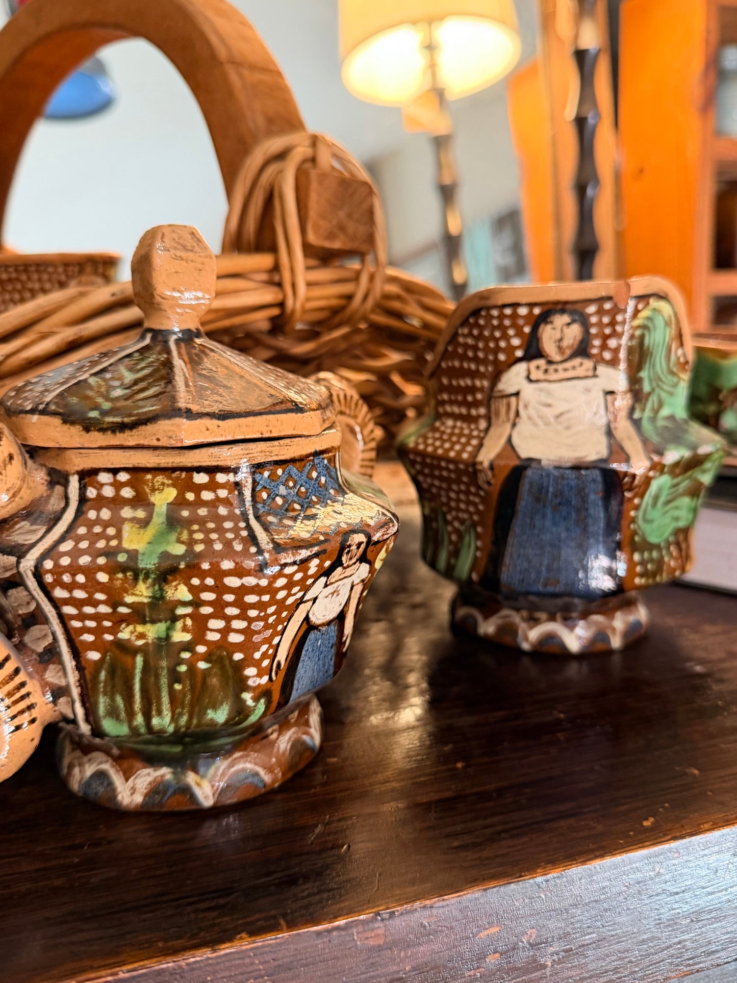 Rare Vintage Handmade Mexican Pottery Set