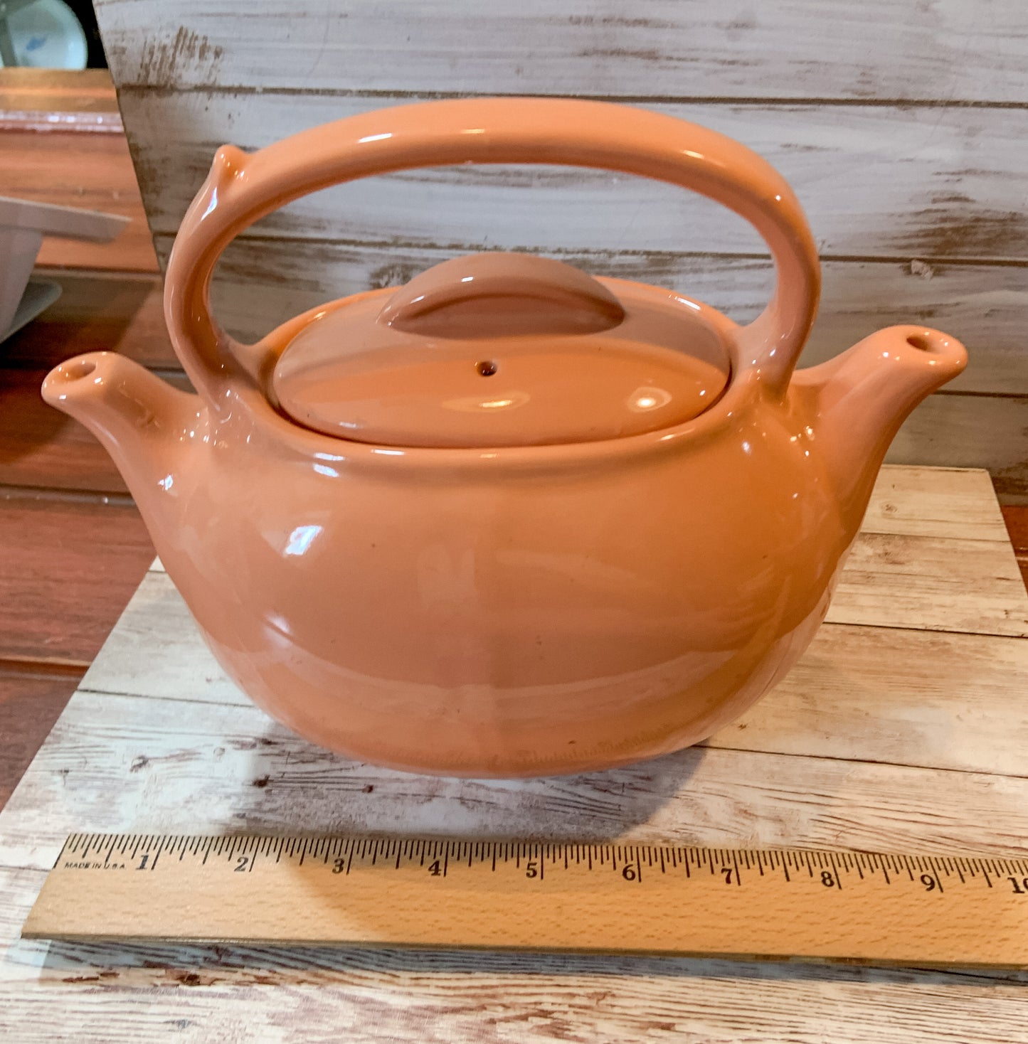 Rare Vintage Hall Double Spout Teapot *Coral color