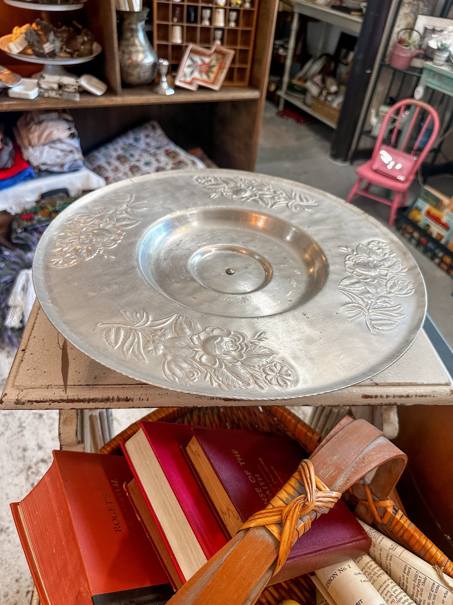 Large Hand Forged Aluminum Lazy Susan, from the 1950s