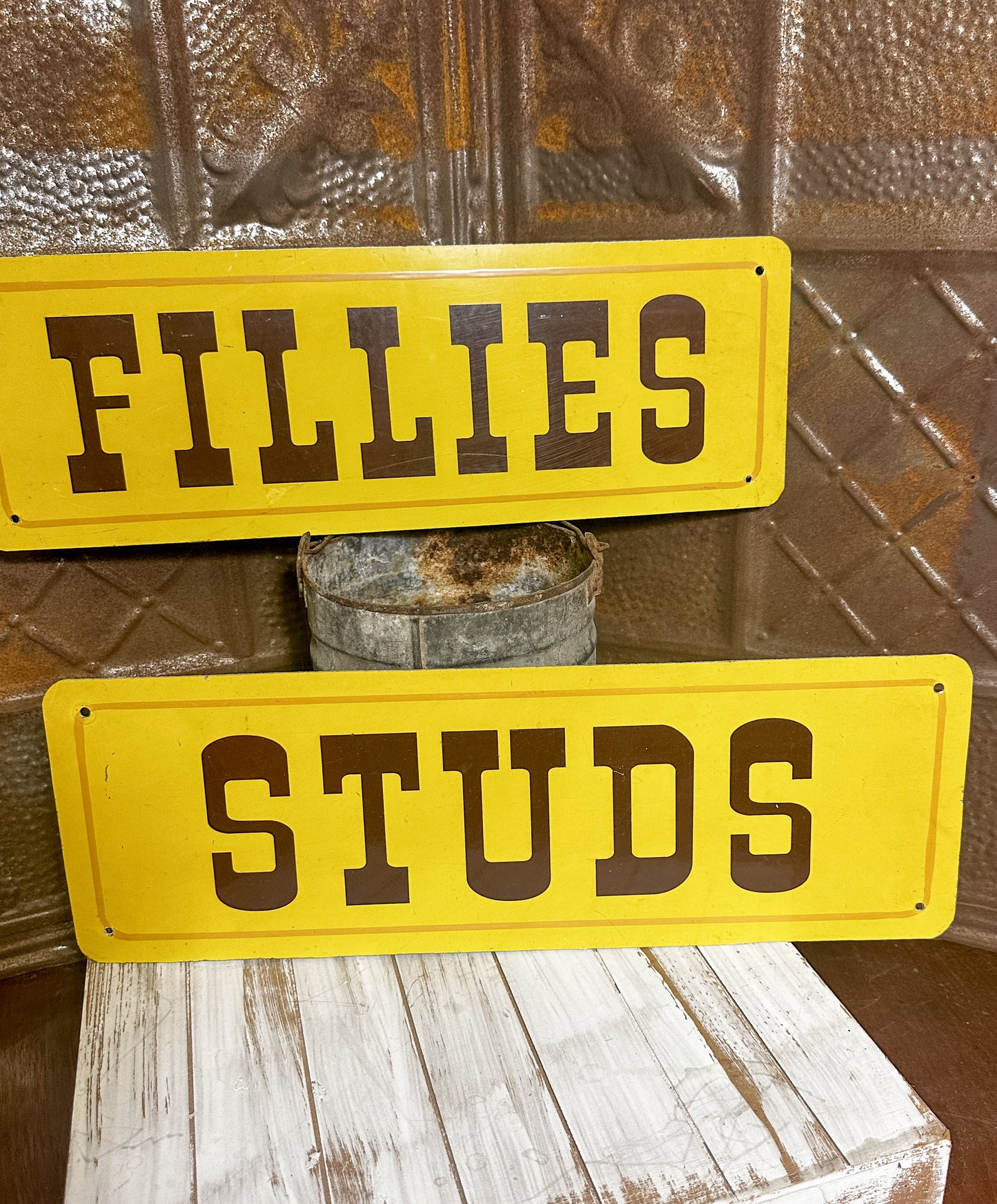 RARE Heavy Metal Vintage Sign Set “Studs” and “Fillies”