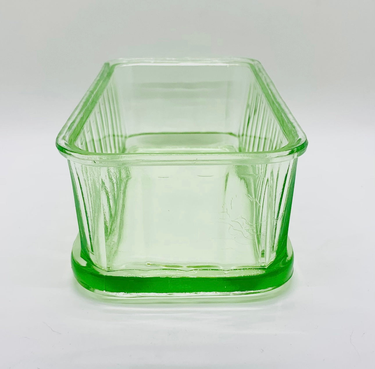 Vintage Green Depression Vaseline/Uranium Glass Refrigerator Dish-Portland Find