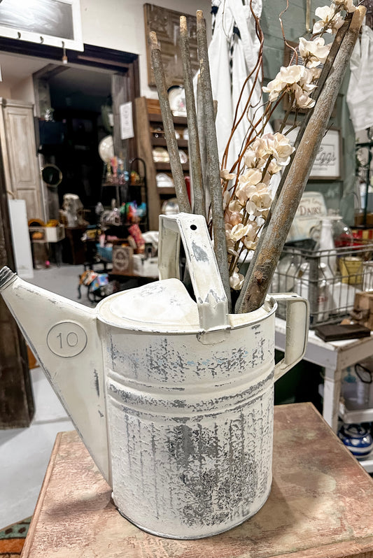 Large Vintage Galvanized Painted Watering Can