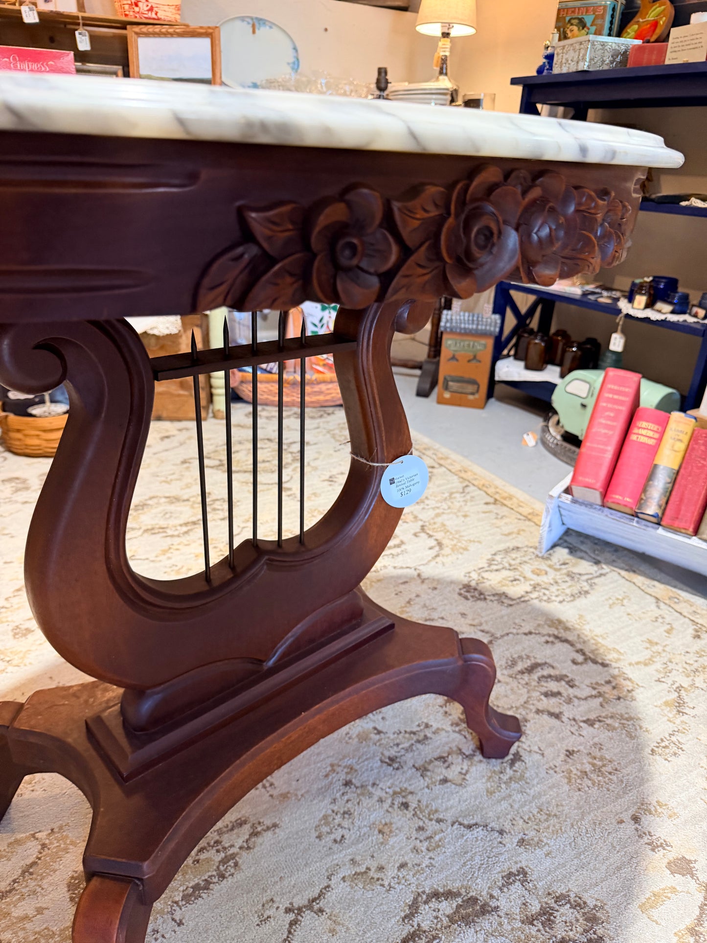 Victorian Revival Marble Top Vintage Table