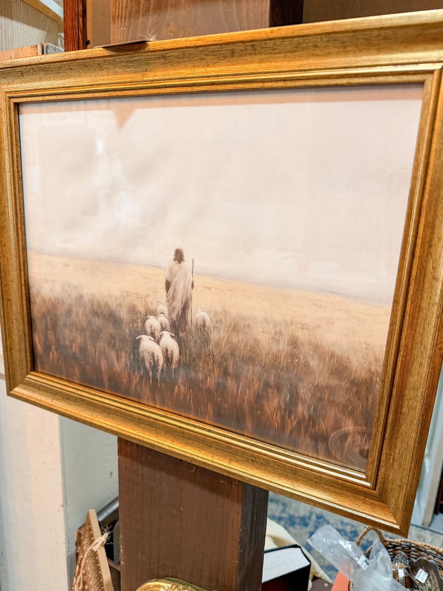 Jesus and Lamb Gold Frame