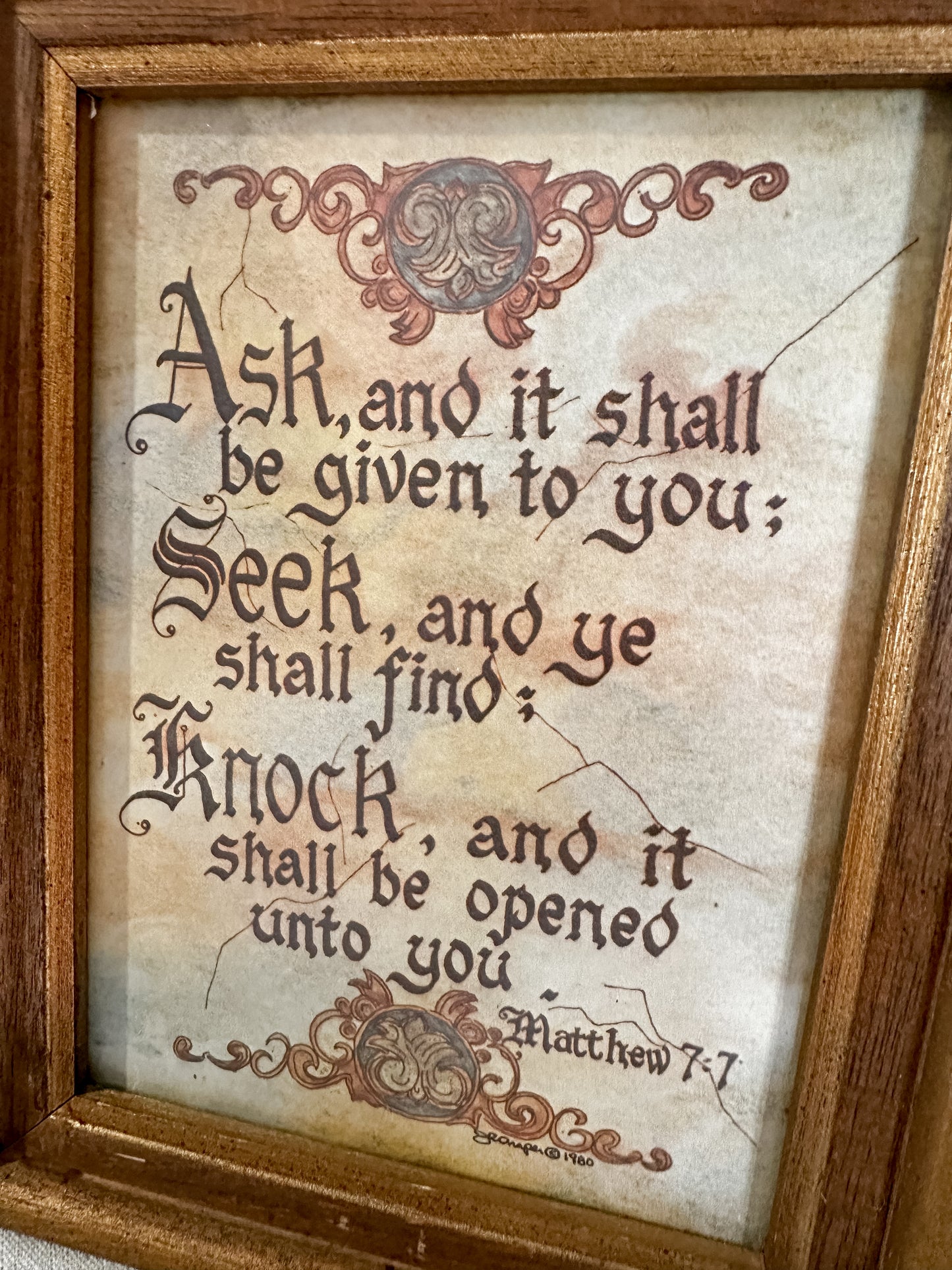 Vintage signed/dated 1980 Framed Scripture