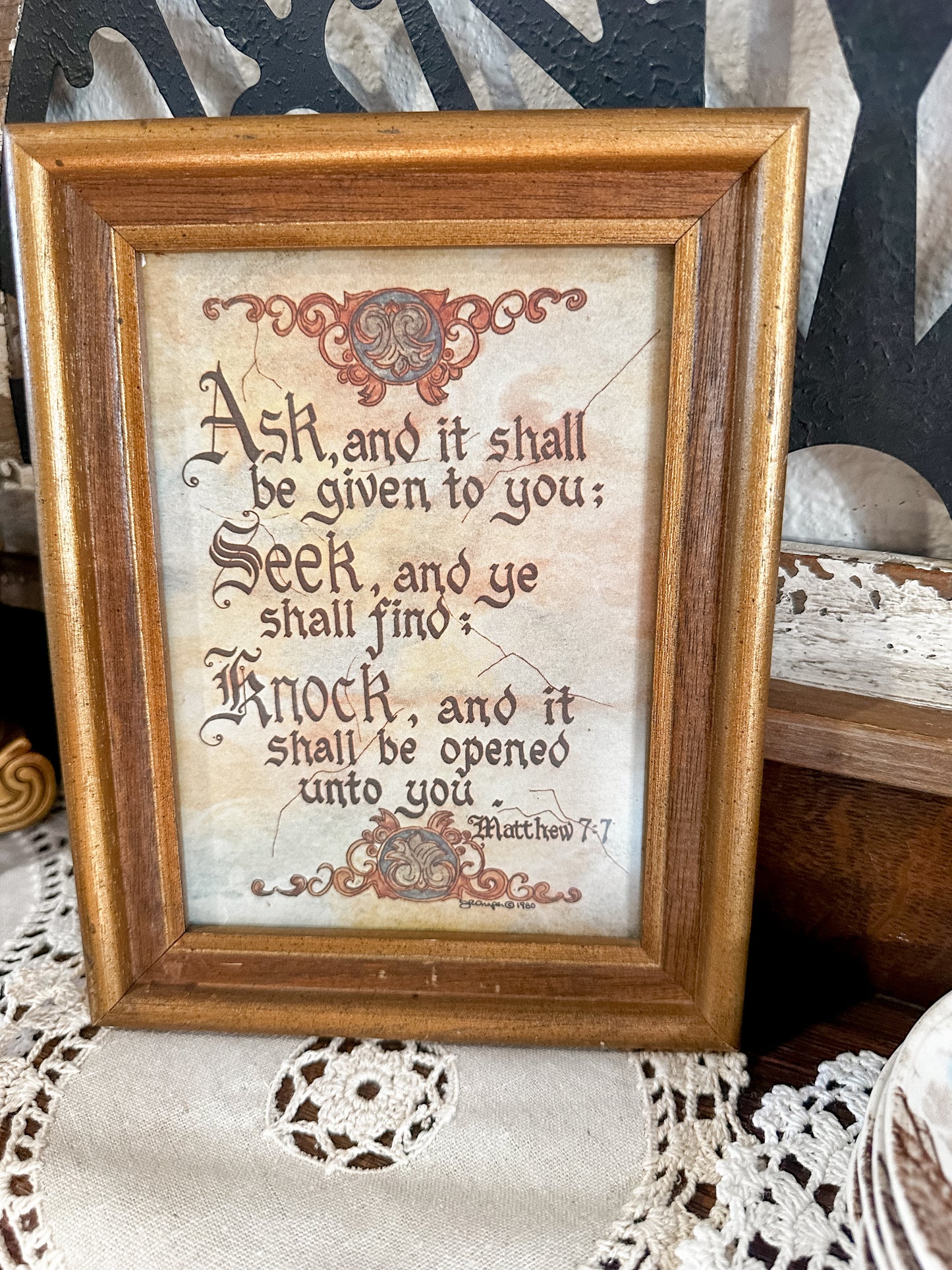 Vintage signed/dated 1980 Framed Scripture