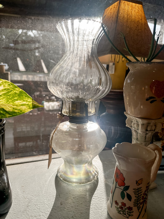Vintage New/Old Stock stunning iridescent Oil Lamp