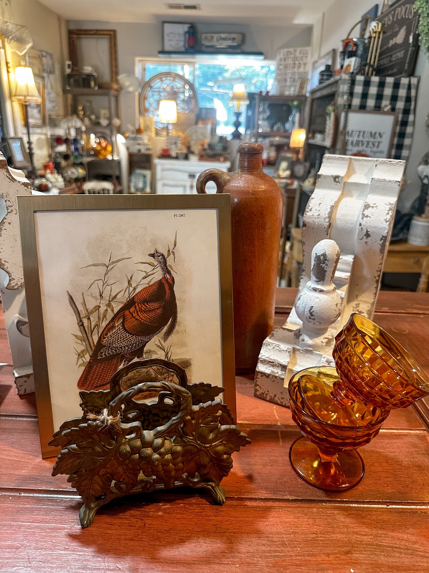 Vintage Wild Turkey Print in Gold Frame 8x10