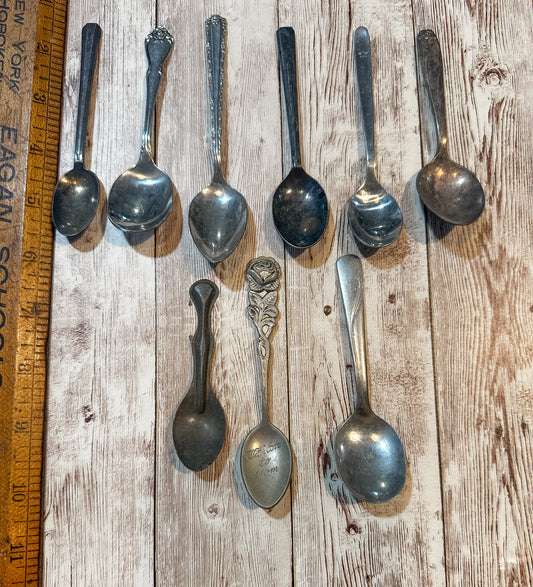 Lot of 9 Small Vintage Unique Spoons
