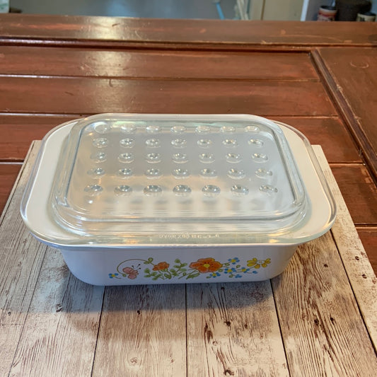 Rare Vintage Pyrex Corning Ware Wildflower Casserole Dish