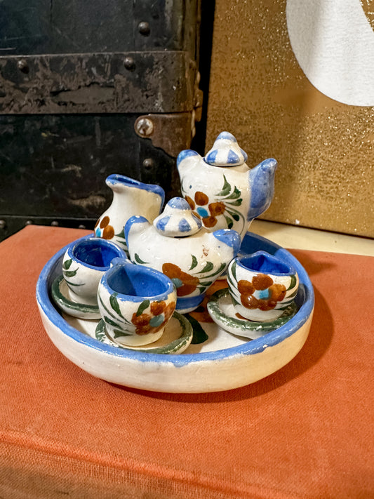 Vintage Hand painted Mini Tea Set, Pottery Set