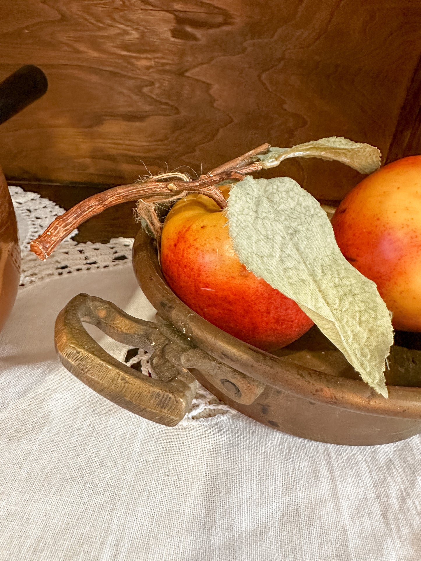 Vintage Copper Heavy Bowl w/Brass Handles