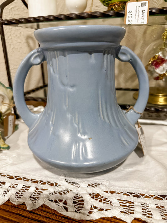 Art Deco Red Wing RumRill Vase in a beautiful Matte Blue. Rare Find