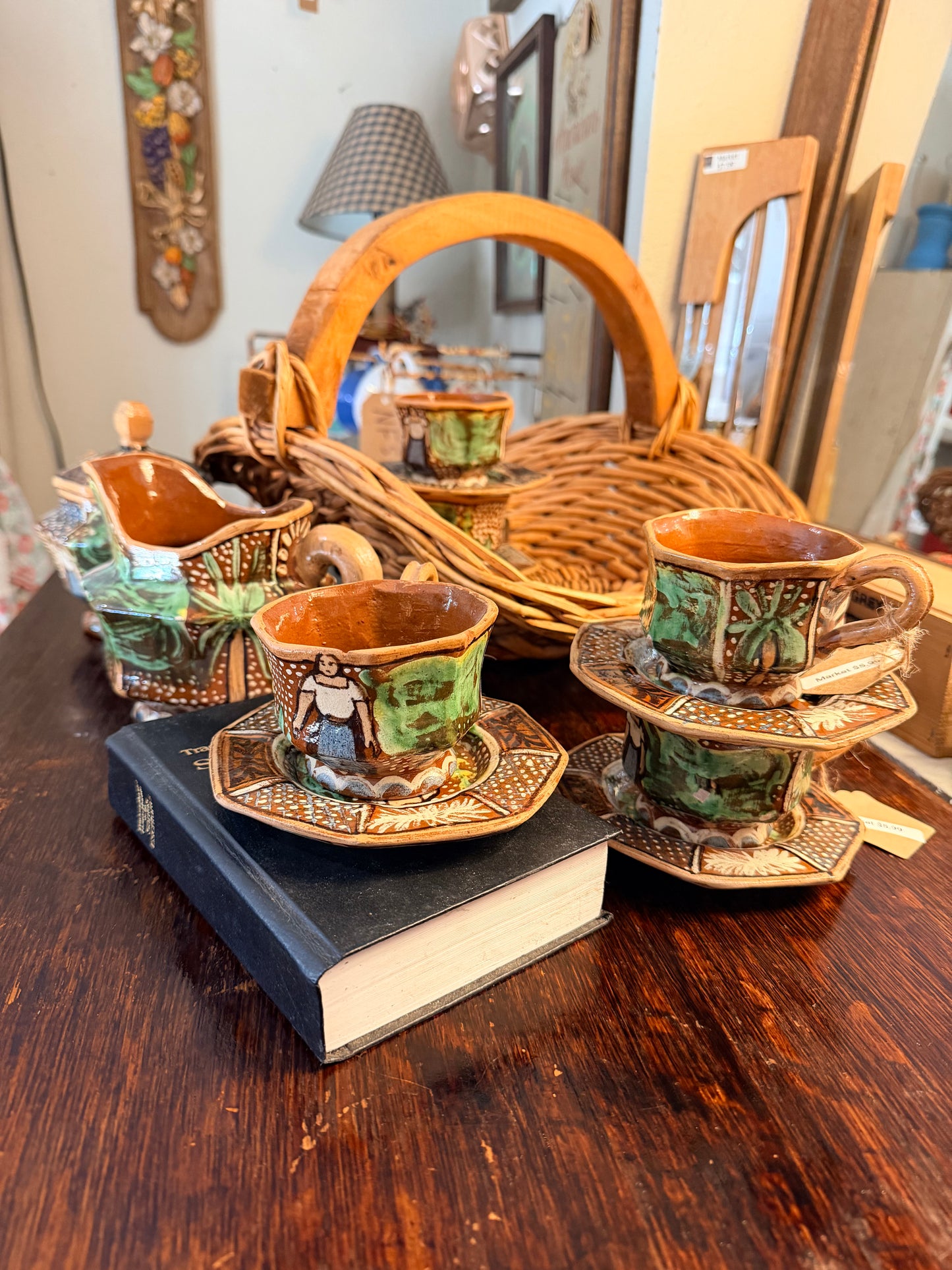 Rare Vintage Handmade Mexican Pottery Set