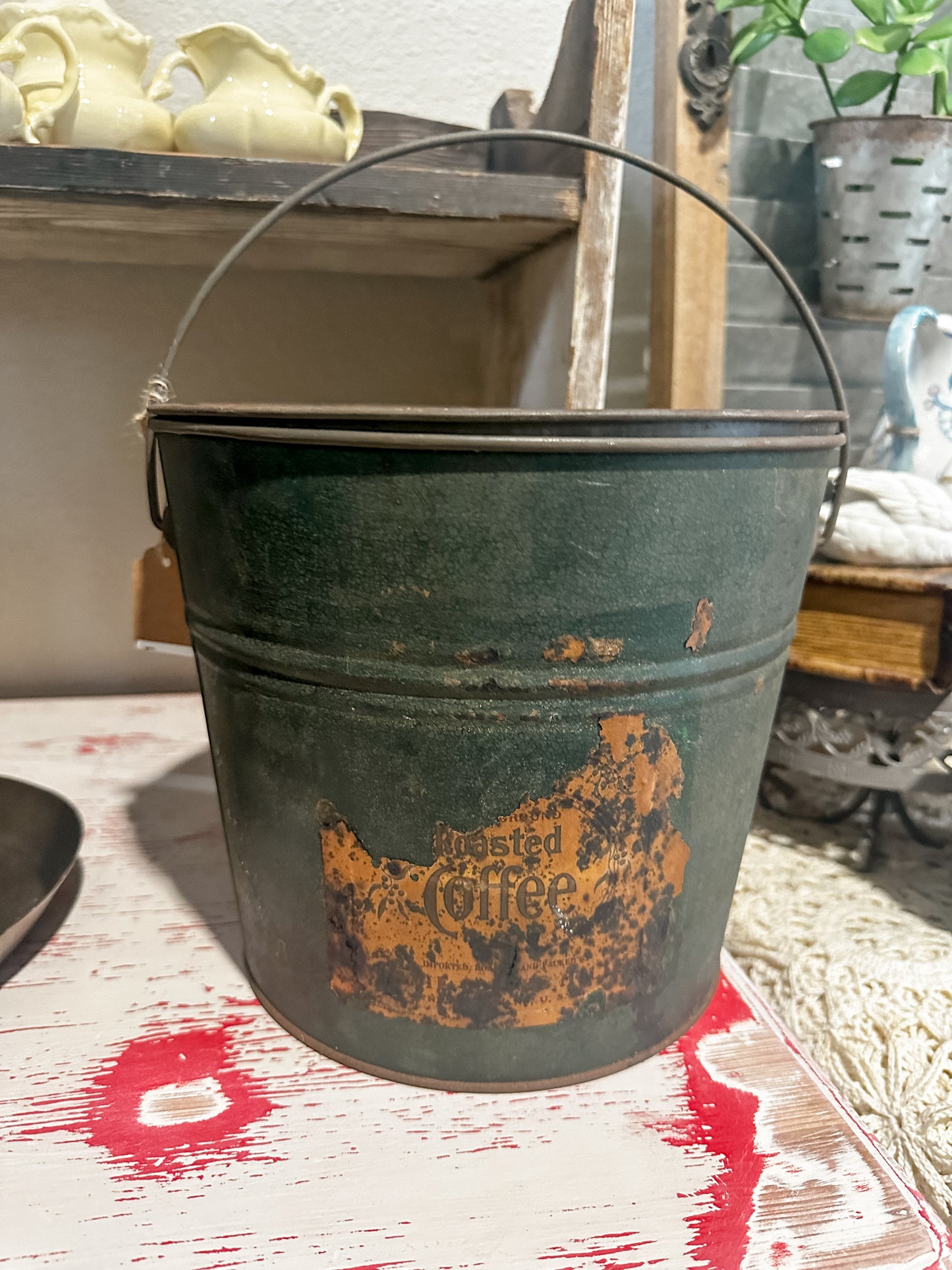 Antique Coffee Bucket with Lid