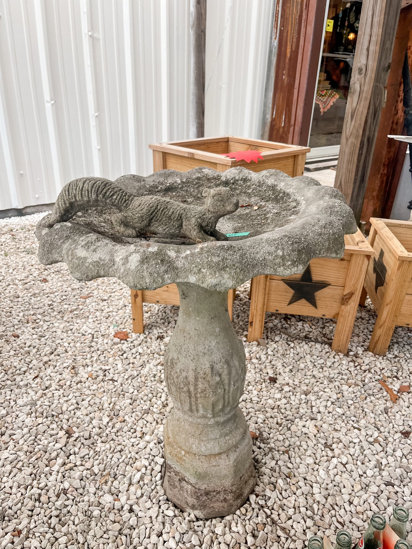 Vintage Concrete Bird Bath