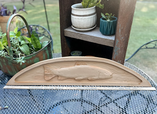 Large Handcrafted Wooden Fish Carving