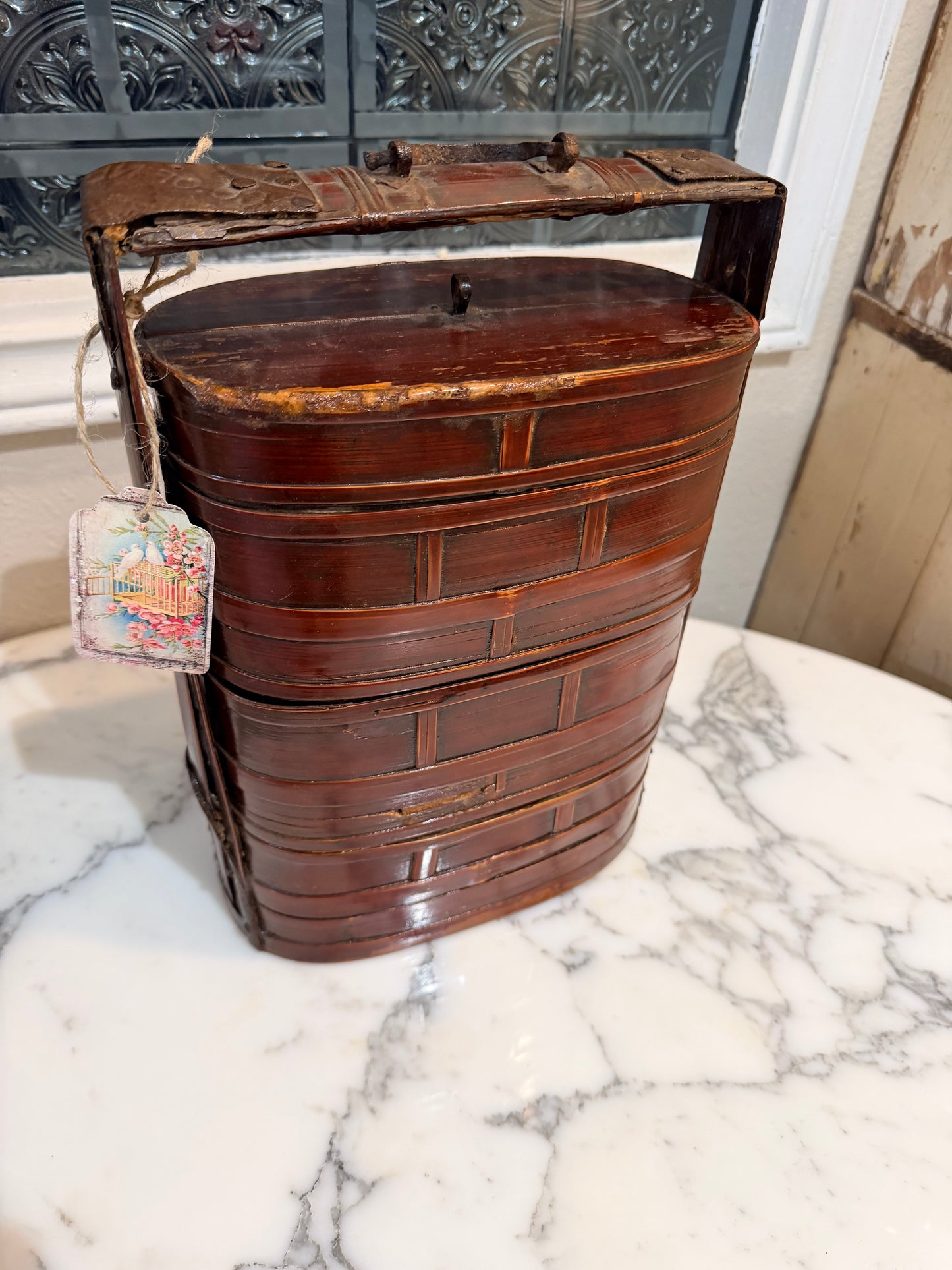 Antique 3 piece Food Basket, RARE find!