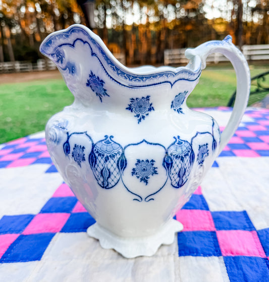 RARE Antique Blue Flow Johnson Brother’s Pitcher (see description)