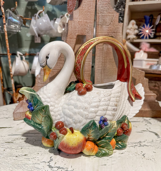 Vintage Fitz & Floyd Holiday Swan Teapot