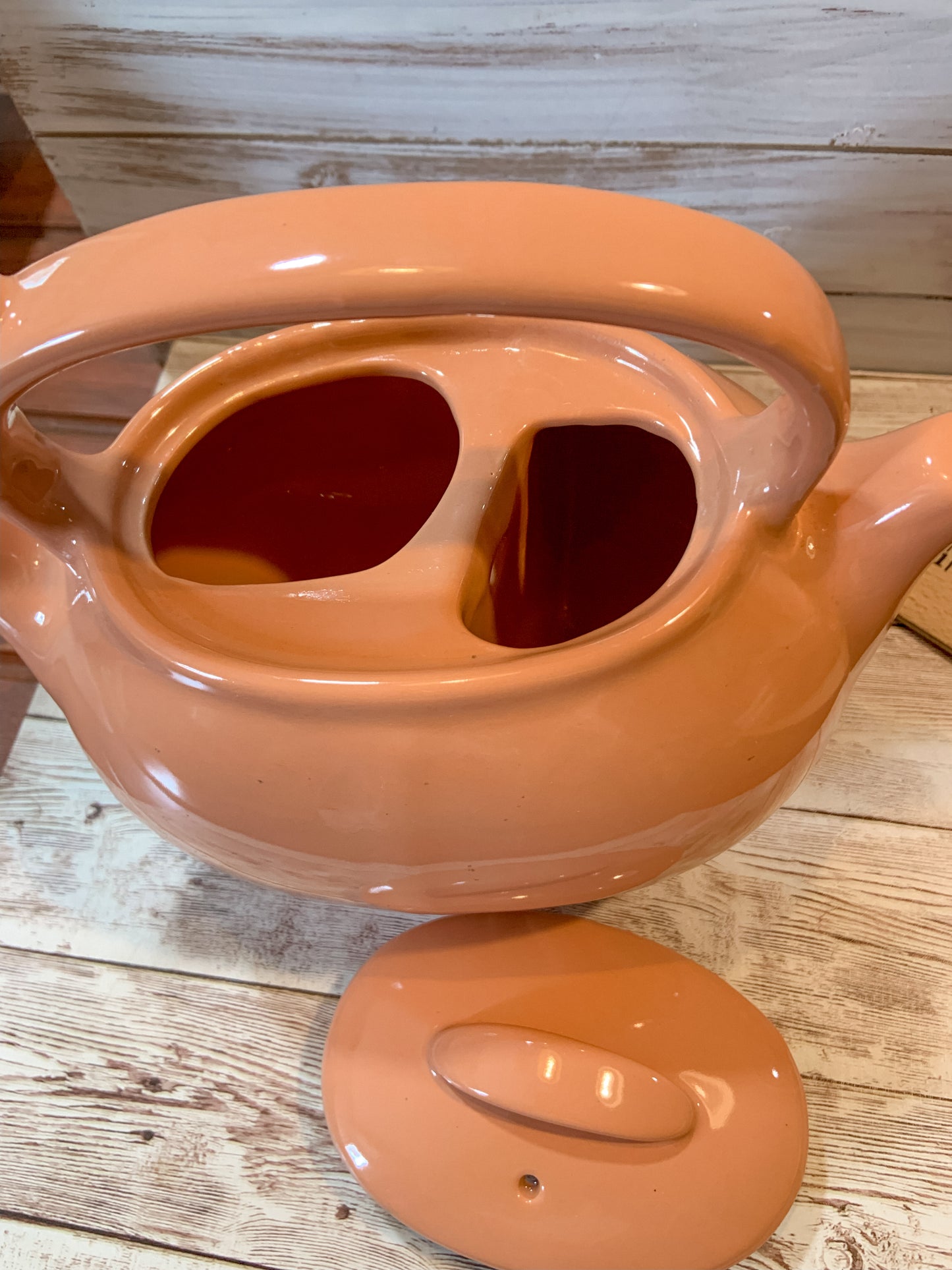 Rare Vintage Hall Double Spout Teapot *Coral color
