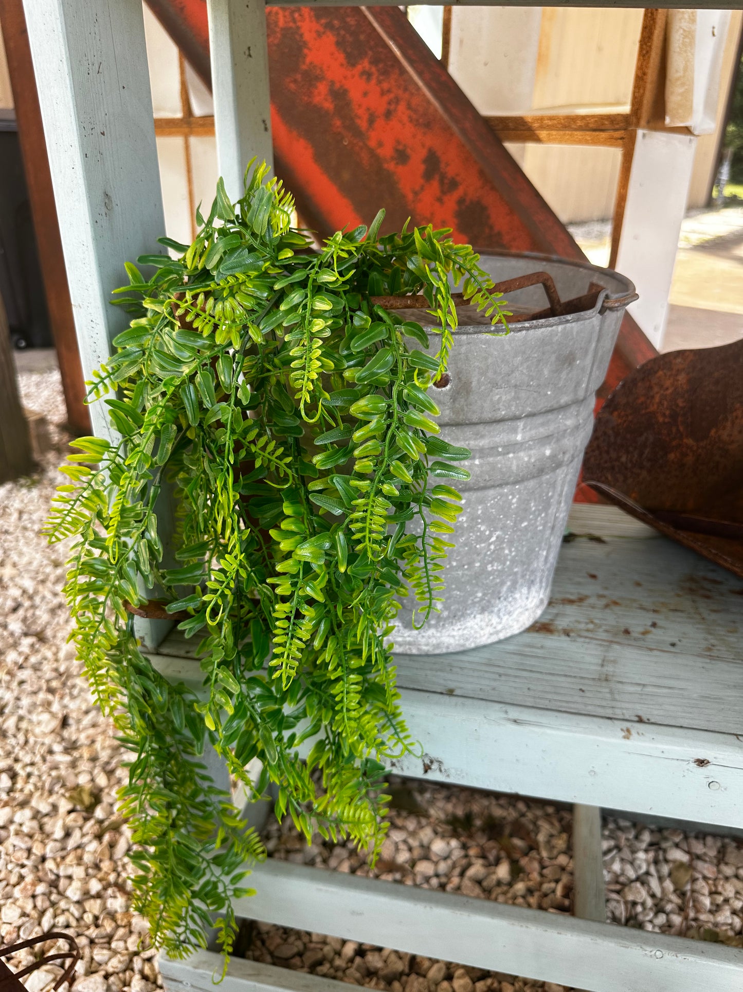 Antique Mop Bucket with Greenery