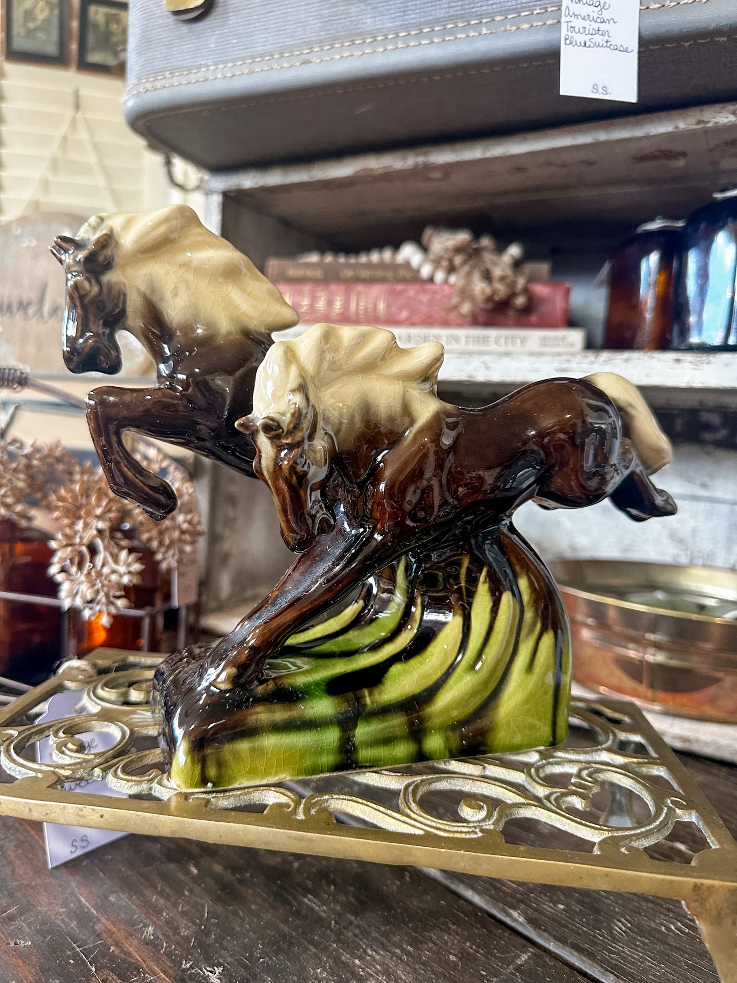 Gorgeous Mid Century Modern Raring Horse Pair