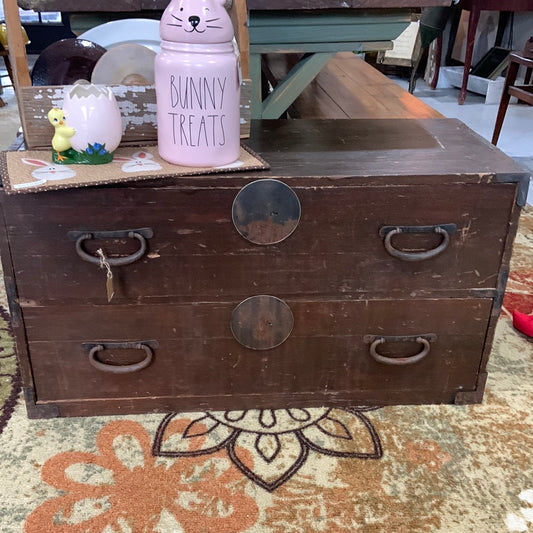 Two drawer wooden trunk