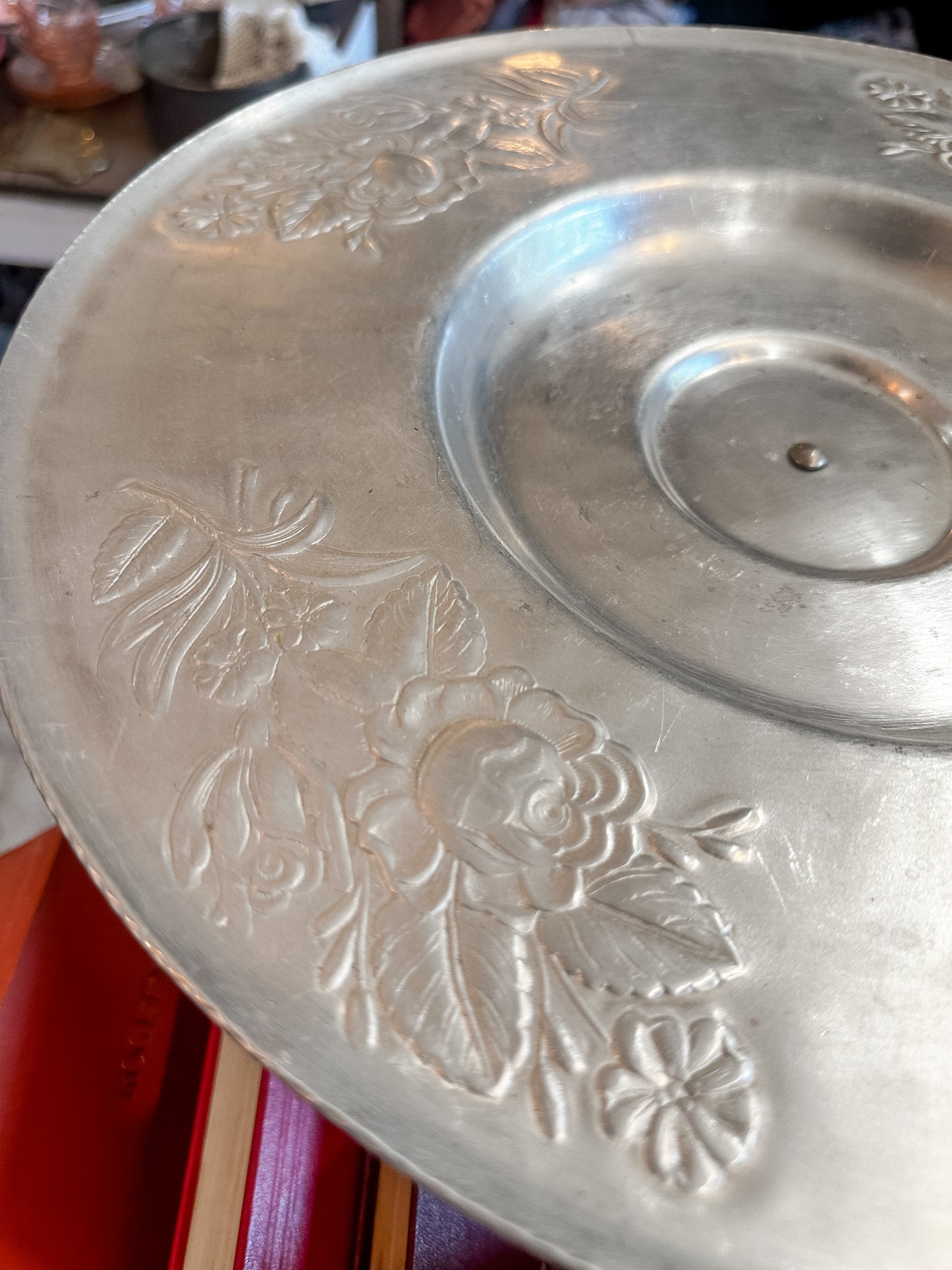 Large Hand Forged Aluminum Lazy Susan, from the 1950s