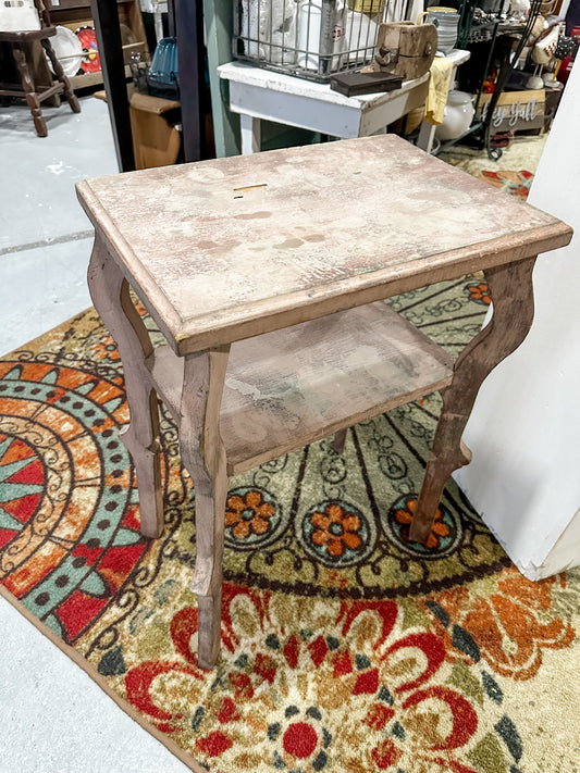 Fabulous Old Wood Table! Pink/Green/Tan distressed & crackled *Video attached