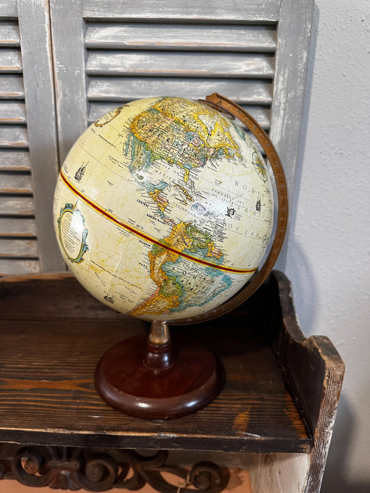 Vintage Replogle Globe (smaller/medium size) and solid wood stand