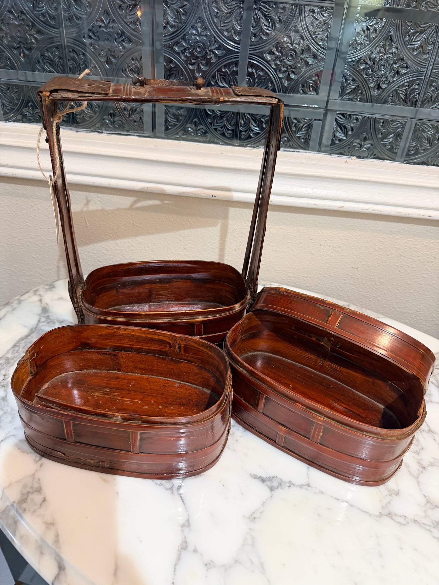 Antique 3 piece Food Basket, RARE find!