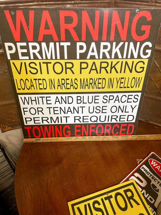 Large Vintage Heavy Metal Parking Sign. Perfect for a man cave!