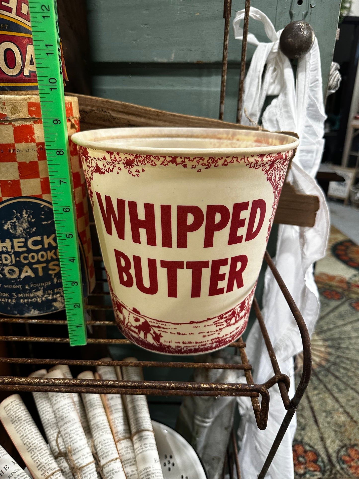 Vintage Large Whipped Butter Container