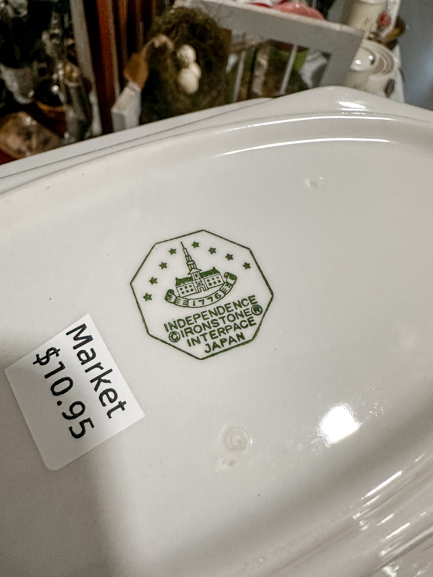 Vintage Creamy White Independence Ironstone Rectangle Vegetable Dish/Japan/Serving Dish