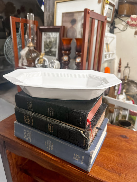 Vintage Creamy White Independence Ironstone Rectangle Vegetable Dish/Japan/Serving Dish