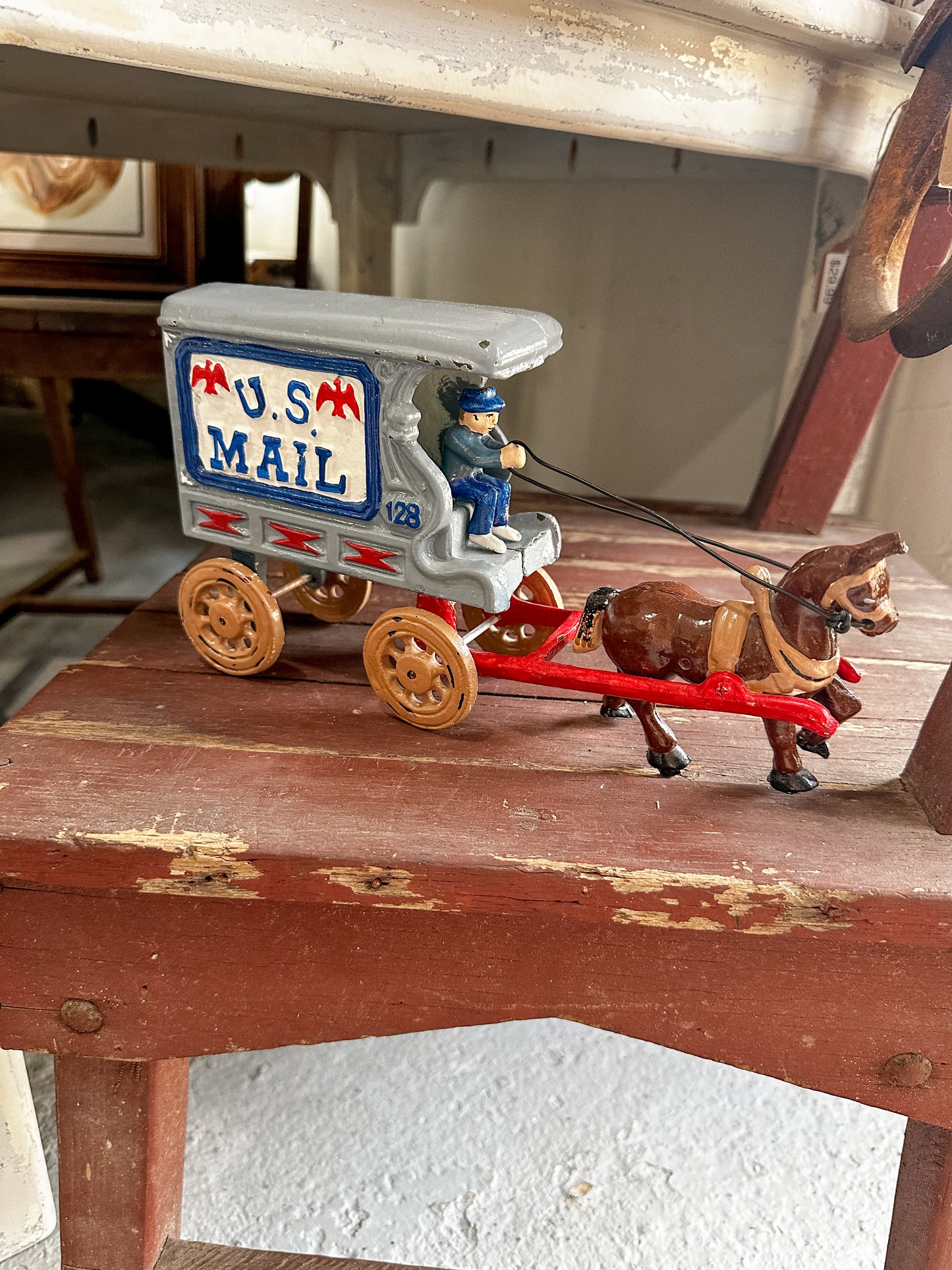 Vintage Cast Iron U.S. Mail Horse & Buggy